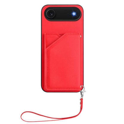 For iPhone Air Skin Feel Four Card Slots Phone Case with Wrist Strap(Red) - iPhone Air Cases by buy2fix | Online Shopping UK | buy2fix