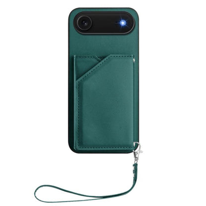 For iPhone Air Skin Feel Four Card Slots Phone Case with Wrist Strap(Green) - iPhone Air Cases by buy2fix | Online Shopping UK | buy2fix