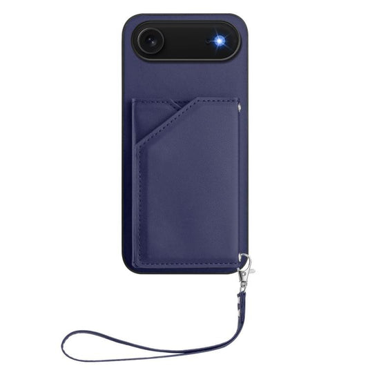 For iPhone Air Skin Feel Four Card Slots Phone Case with Wrist Strap(Blue) - iPhone Air Cases by buy2fix | Online Shopping UK | buy2fix