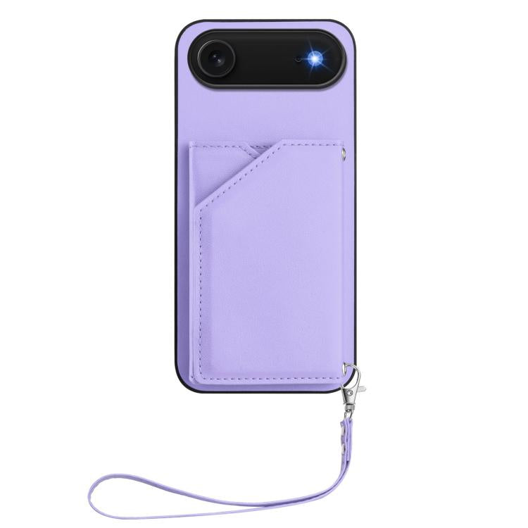For iPhone Air Skin Feel Four Card Slots Phone Case with Wrist Strap(Purple) - iPhone Air Cases by buy2fix | Online Shopping UK | buy2fix
