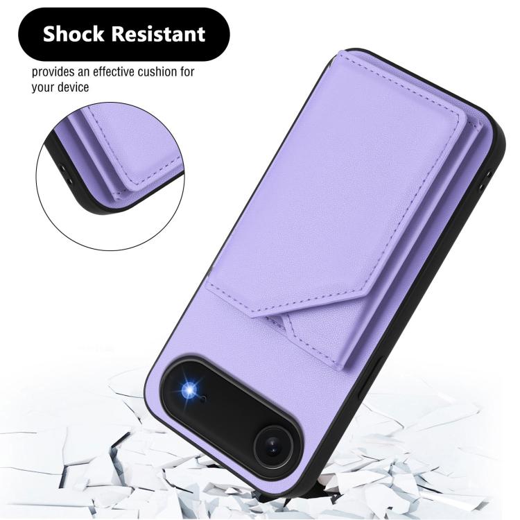 For iPhone Air Skin Feel Four Card Slots Phone Case with Wrist Strap(Purple) - iPhone Air Cases by buy2fix | Online Shopping UK | buy2fix