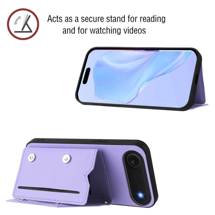 For iPhone Air Skin Feel Four Card Slots Phone Case with Wrist Strap(Purple) - iPhone Air Cases by buy2fix | Online Shopping UK | buy2fix