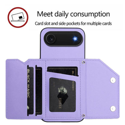 For iPhone Air Skin Feel Four Card Slots Phone Case with Wrist Strap(Purple) - iPhone Air Cases by buy2fix | Online Shopping UK | buy2fix