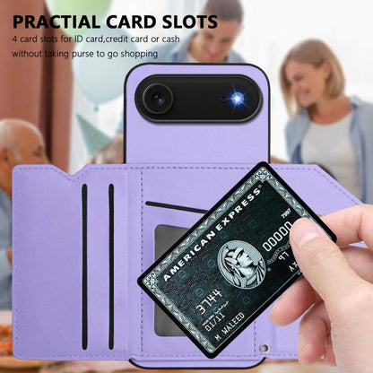 For iPhone Air Skin Feel Four Card Slots Phone Case with Wrist Strap(Purple) - iPhone Air Cases by buy2fix | Online Shopping UK | buy2fix