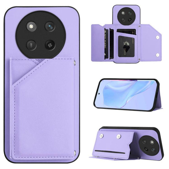 For Honor X60 Pro / X9c / Magic7 Lite Skin Feel Four Card Slots Phone Case with Wrist Strap(Purple)