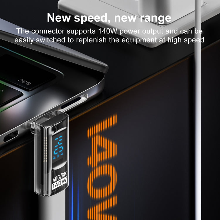 PD 140W Type-C / USB-C to Type-C / USB-C Digital Display Stereo Bend Adapter(Light Black) by buy2fix