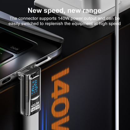 PD 140W Type-C / USB-C to Type-C / USB-C Digital Display Stereo Bend Adapter(Light Black) by buy2fix