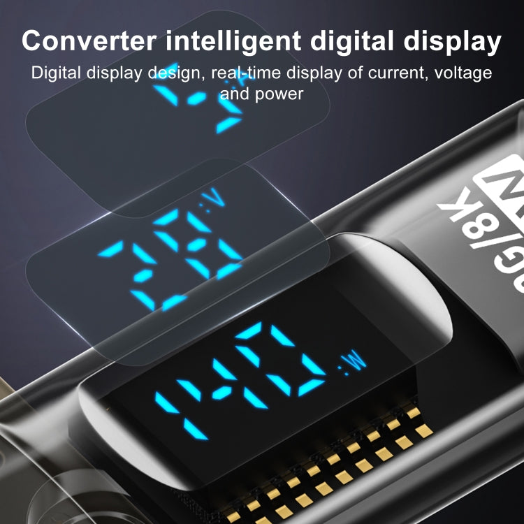 PD 140W Type-C / USB-C to Type-C / USB-C Digital Display Stereo Bend Adapter(Light Black) by buy2fix