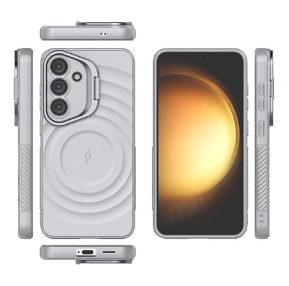 For Samsung Galaxy S25 5G Lens Frame Bracket Corrugated MagSafe Phone Case(Grey) by buy2fix