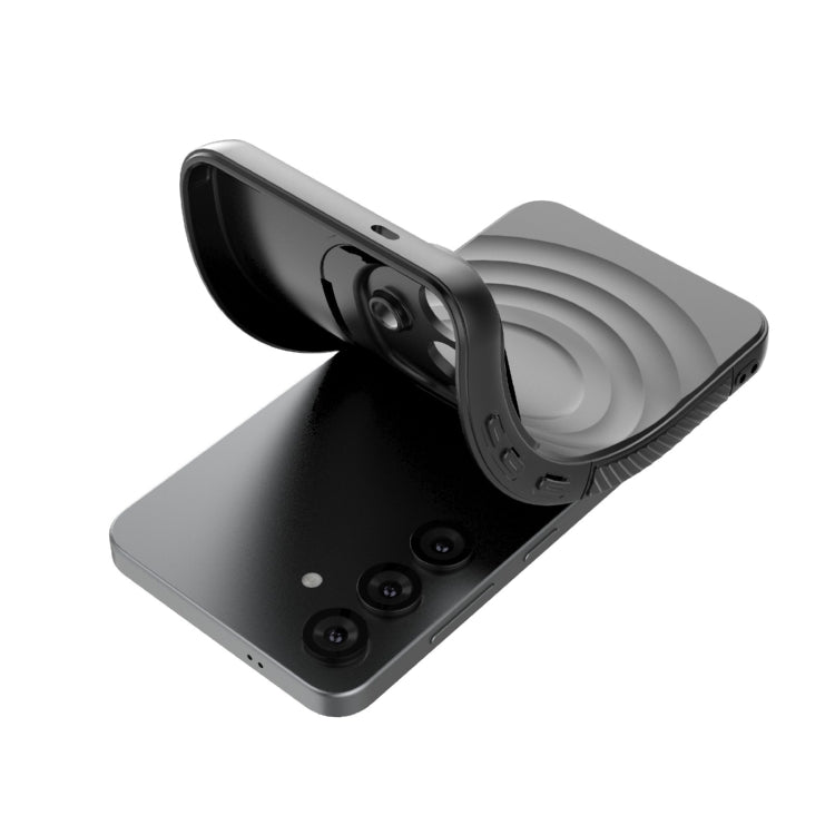 For Samsung Galaxy S25+ 5G Lens Frame Bracket Corrugated MagSafe Phone Case(Dark Blue) by buy2fix