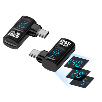 Type-C Male to Type-C Female Smart Digital Display Side Bend Charging Adapter(Black) - OTG Adapter by buy2fix | Online Shopping UK | buy2fix