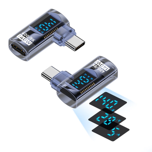 Type-C Male to Type-C Female Smart Digital Display Side Bend Charging Adapter(Blue) - OTG Adapter by buy2fix | Online Shopping UK | buy2fix