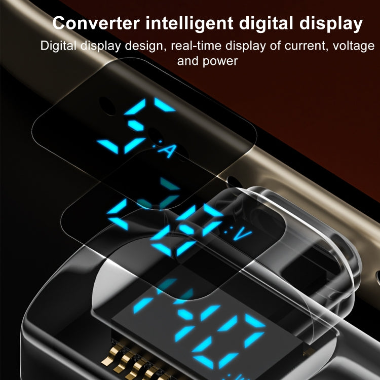 Type-C Male to Type-C Female Smart Digital Display Side Bend Charging Adapter(Black) - OTG Adapter by buy2fix | Online Shopping UK | buy2fix