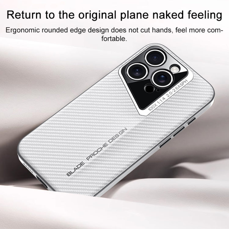For iPhone 14 Carbon Fiber Texture PC Phone Case(White) - iPhone 14 Cases by buy2fix | Online Shopping UK | buy2fix