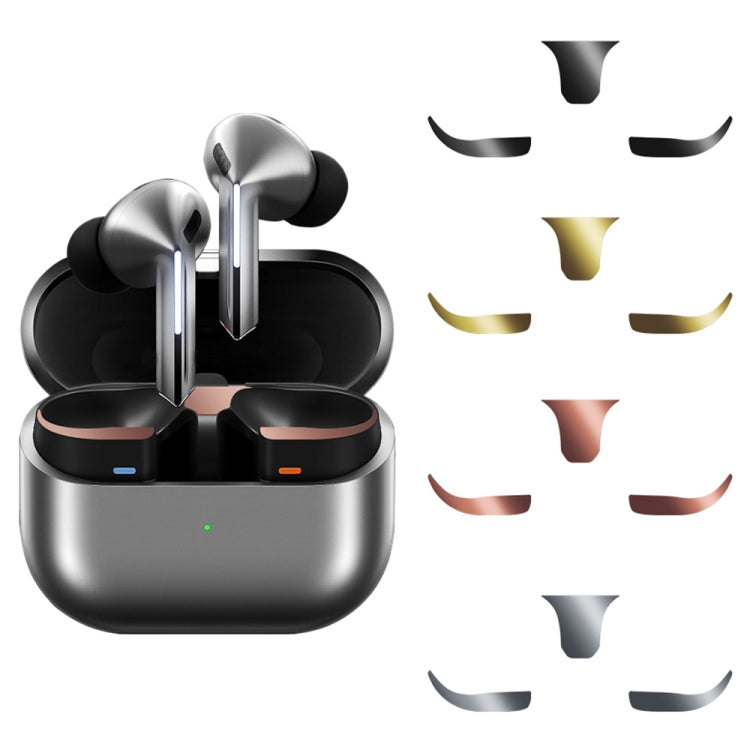 For Samsung Galaxy Buds3 Pro Bluetooth Earphone Charging Box Metal Stickers(Rose Gold) - Protective Sticker by buy2fix | Online Shopping UK | buy2fix