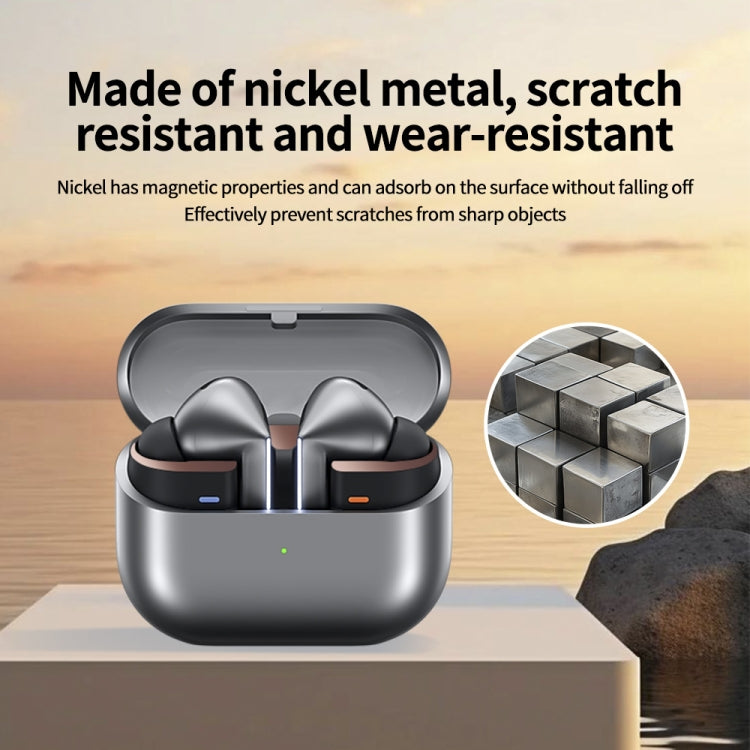 For Samsung Galaxy Buds3 Pro Bluetooth Earphone Charging Box Metal Stickers(Silver) - Protective Sticker by buy2fix | Online Shopping UK | buy2fix