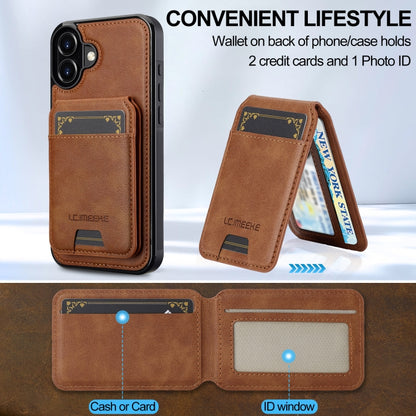 For iPhone 16 LC.IMEEKE L3 Series Detachable RFID Card Bag Magsafe Phone Case(Brown) - iPhone 16 Cases by LC.IMEEKE | Online Shopping UK | buy2fix