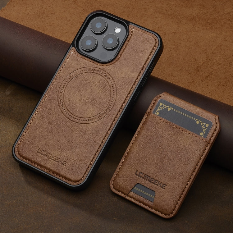 For iPhone 15 Pro LC.IMEEKE L3 Series Detachable RFID Card Bag Magsafe Phone Case(Brown) - iPhone 15 Pro Cases by LC.IMEEKE | Online Shopping UK | buy2fix