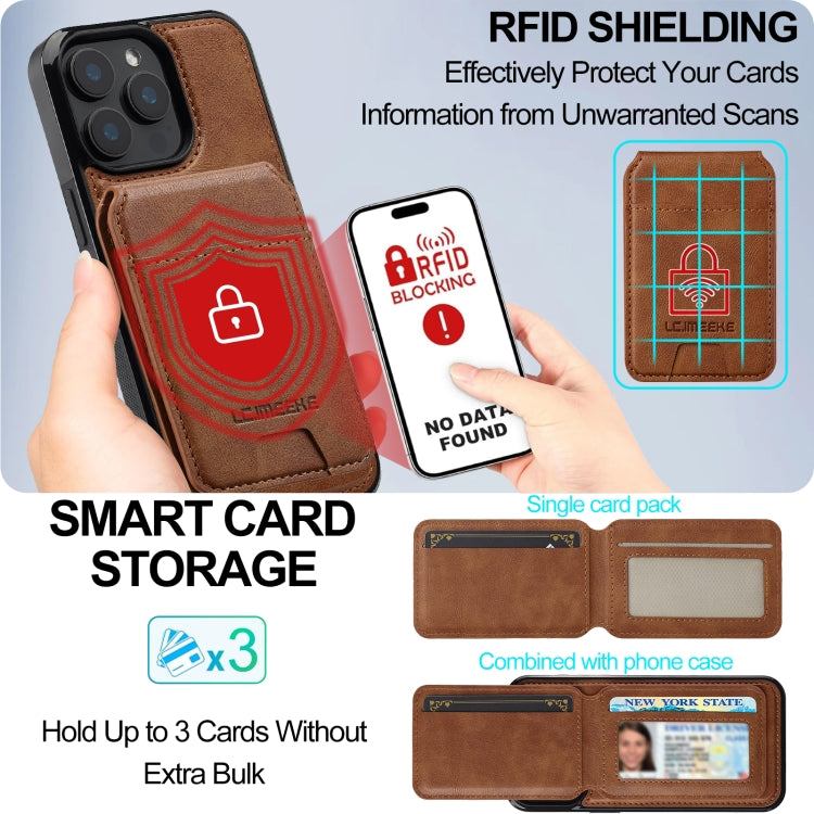 For iPhone 15 Pro LC.IMEEKE L3 Series Detachable RFID Card Bag Magsafe Phone Case(Brown) - iPhone 15 Pro Cases by LC.IMEEKE | Online Shopping UK | buy2fix