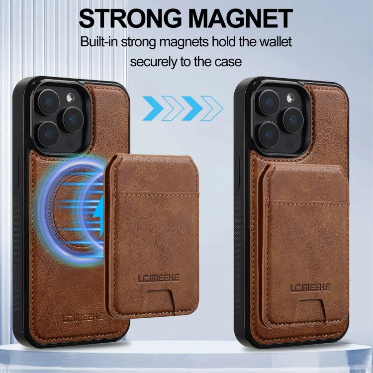 For iPhone 15 Pro LC.IMEEKE L3 Series Detachable RFID Card Bag Magsafe Phone Case(Brown) - iPhone 15 Pro Cases by LC.IMEEKE | Online Shopping UK | buy2fix