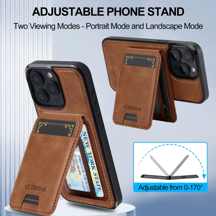 For iPhone 15 Pro LC.IMEEKE L3 Series Detachable RFID Card Bag Magsafe Phone Case(Brown) - iPhone 15 Pro Cases by LC.IMEEKE | Online Shopping UK | buy2fix