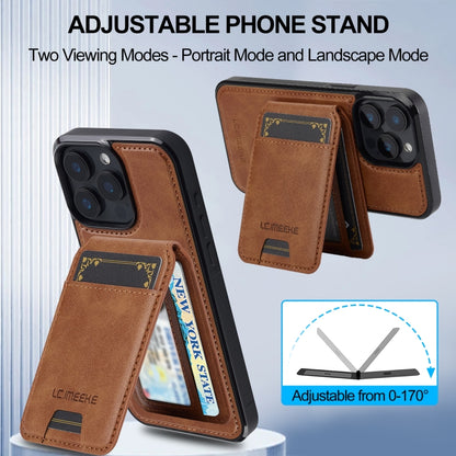 For iPhone 15 Pro LC.IMEEKE L3 Series Detachable RFID Card Bag Magsafe Phone Case(Brown) - iPhone 15 Pro Cases by LC.IMEEKE | Online Shopping UK | buy2fix
