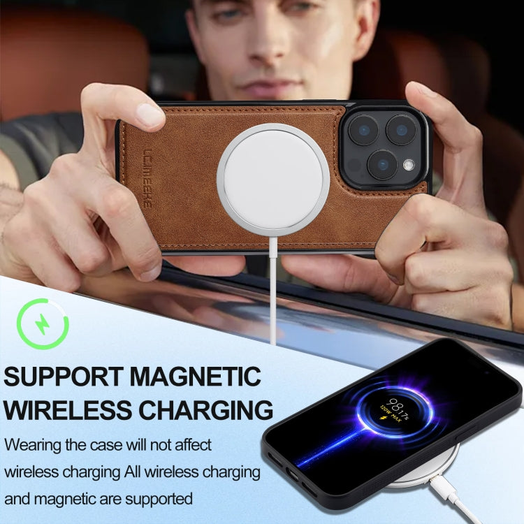 For iPhone 15 Pro LC.IMEEKE L3 Series Detachable RFID Card Bag Magsafe Phone Case(Brown) - iPhone 15 Pro Cases by LC.IMEEKE | Online Shopping UK | buy2fix