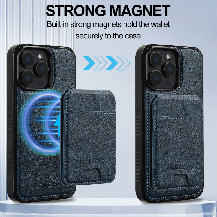 For iPhone 15 Pro LC.IMEEKE L3 Series Detachable RFID Card Bag Magsafe Phone Case(Blue) - iPhone 15 Pro Cases by LC.IMEEKE | Online Shopping UK | buy2fix