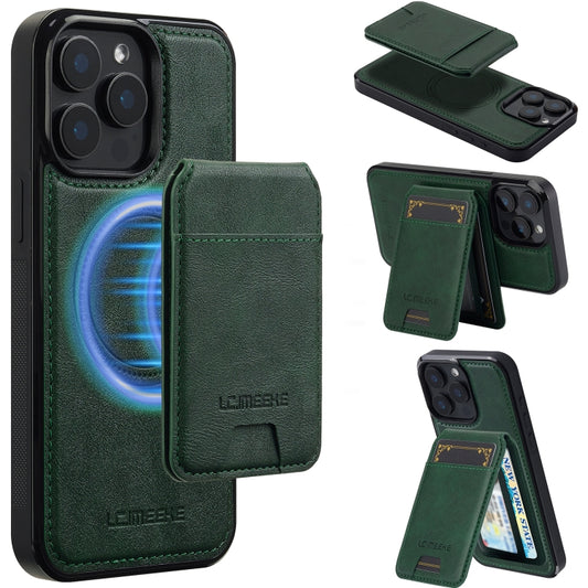 For iPhone 15 Pro LC.IMEEKE L3 Series Detachable RFID Card Bag Magsafe Phone Case(Green) - iPhone 15 Pro Cases by LC.IMEEKE | Online Shopping UK | buy2fix