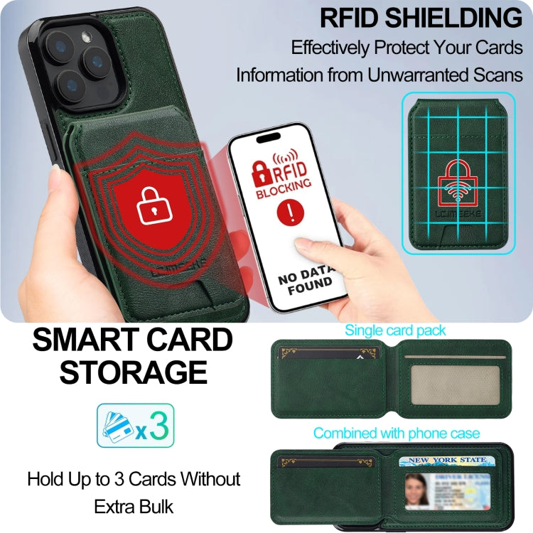 For iPhone 15 Pro LC.IMEEKE L3 Series Detachable RFID Card Bag Magsafe Phone Case(Green) - iPhone 15 Pro Cases by LC.IMEEKE | Online Shopping UK | buy2fix