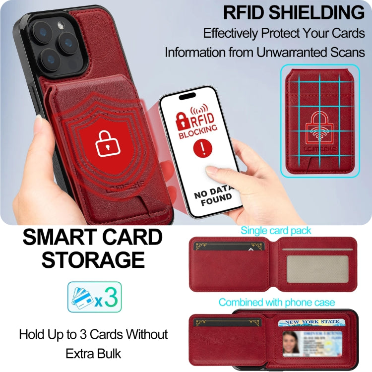 For iPhone 15 Pro LC.IMEEKE L3 Series Detachable RFID Card Bag Magsafe Phone Case(Red) - iPhone 15 Pro Cases by LC.IMEEKE | Online Shopping UK | buy2fix
