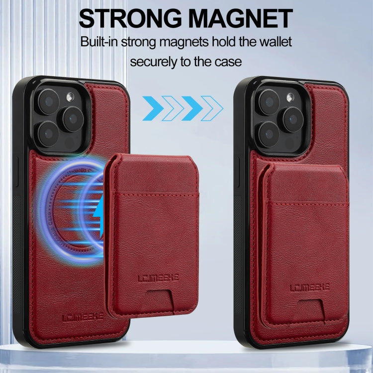 For iPhone 15 Pro LC.IMEEKE L3 Series Detachable RFID Card Bag Magsafe Phone Case(Red) - iPhone 15 Pro Cases by LC.IMEEKE | Online Shopping UK | buy2fix