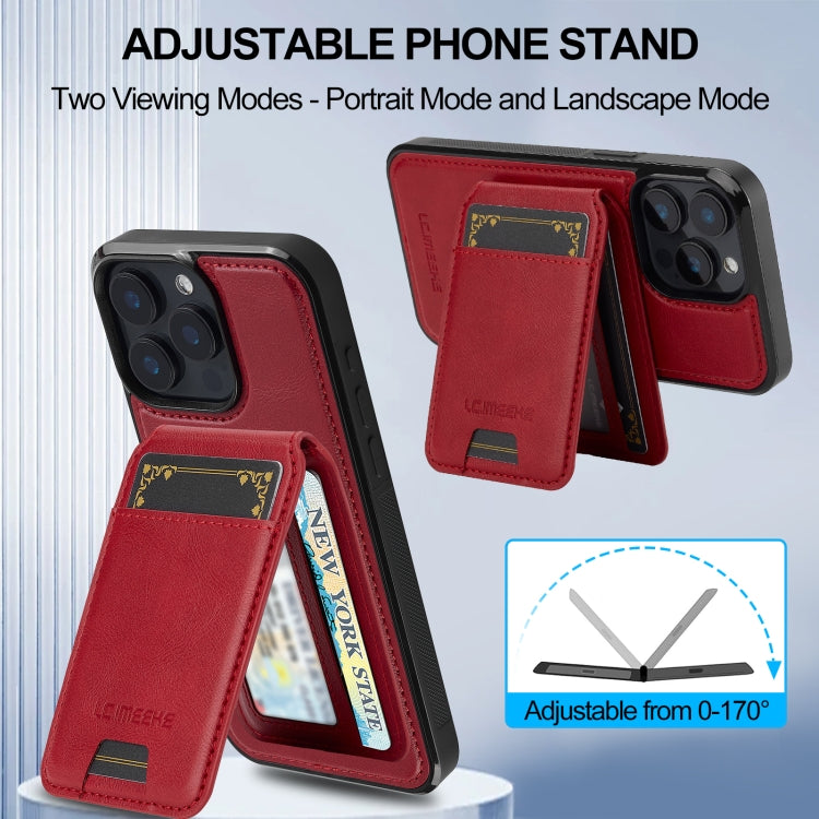 For iPhone 15 Pro LC.IMEEKE L3 Series Detachable RFID Card Bag Magsafe Phone Case(Red) - iPhone 15 Pro Cases by LC.IMEEKE | Online Shopping UK | buy2fix
