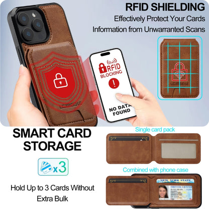 For iPhone 14 Pro Max LC.IMEEKE L3 Series Detachable RFID Card Bag Magsafe Phone Case(Brown) - iPhone 14 Pro Max Cases by LC.IMEEKE | Online Shopping UK | buy2fix