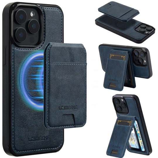 For iPhone 14 Pro Max LC.IMEEKE L3 Series Detachable RFID Card Bag Magsafe Phone Case(Blue)