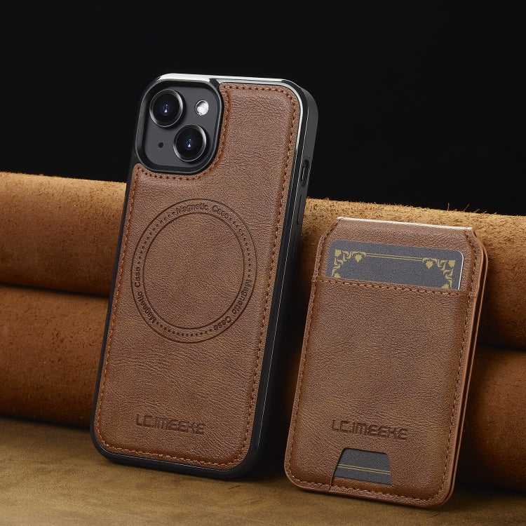 For iPhone 14 / 13 LC.IMEEKE L3 Series Detachable RFID Card Bag Magsafe Phone Case(Brown) - iPhone 14 Cases by LC.IMEEKE | Online Shopping UK | buy2fix