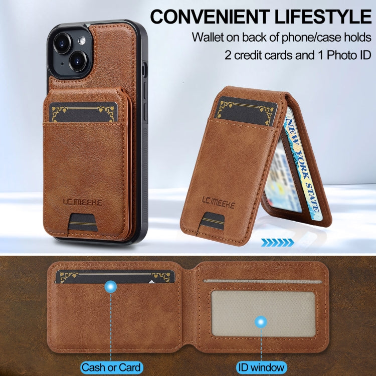 For iPhone 14 / 13 LC.IMEEKE L3 Series Detachable RFID Card Bag Magsafe Phone Case(Brown) - iPhone 14 Cases by LC.IMEEKE | Online Shopping UK | buy2fix
