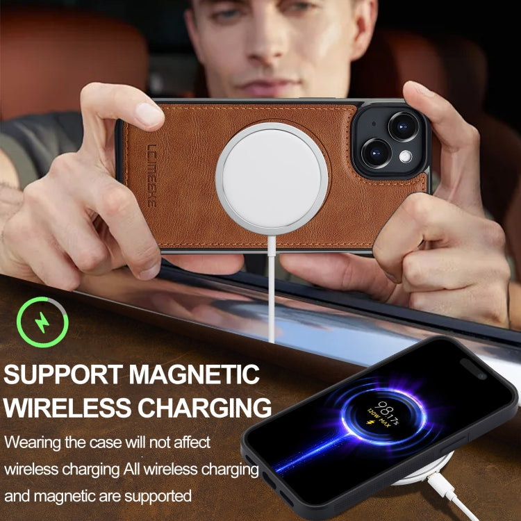 For iPhone 14 / 13 LC.IMEEKE L3 Series Detachable RFID Card Bag Magsafe Phone Case(Brown) - iPhone 14 Cases by LC.IMEEKE | Online Shopping UK | buy2fix