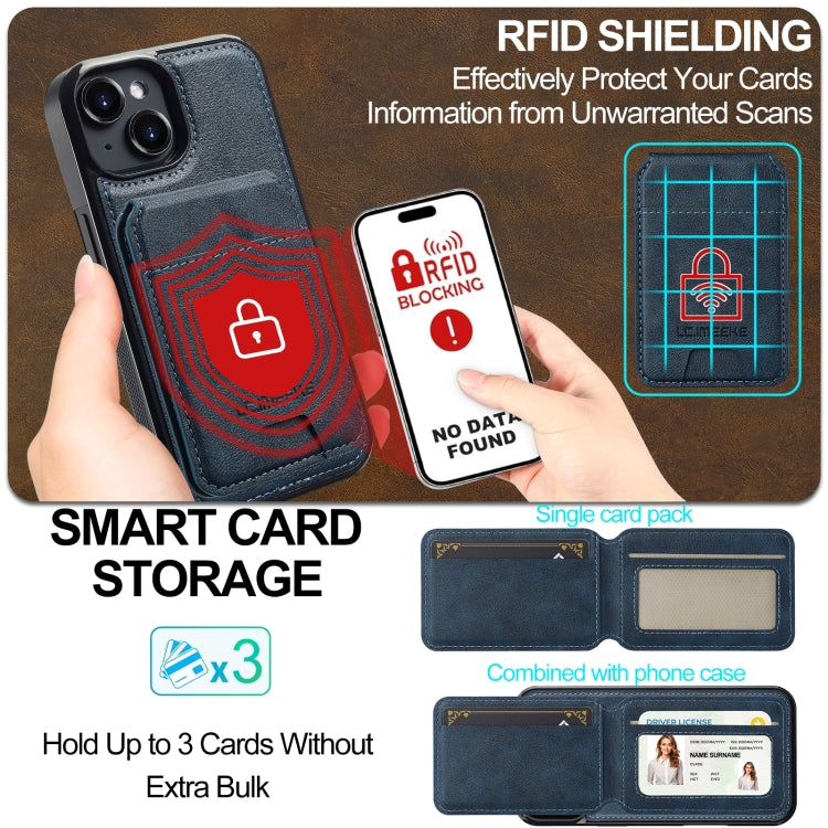For iPhone 14 / 13 LC.IMEEKE L3 Series Detachable RFID Card Bag Magsafe Phone Case(Blue) - iPhone 14 Cases by LC.IMEEKE | Online Shopping UK | buy2fix
