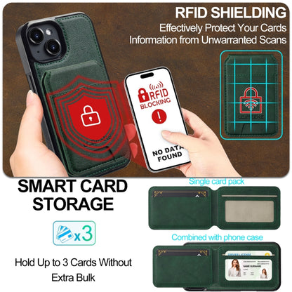 For iPhone 14 / 13 LC.IMEEKE L3 Series Detachable RFID Card Bag Magsafe Phone Case(Green) - iPhone 14 Cases by LC.IMEEKE | Online Shopping UK | buy2fix