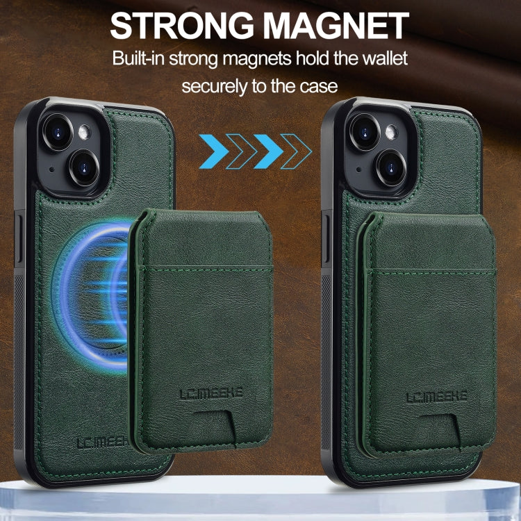 For iPhone 14 / 13 LC.IMEEKE L3 Series Detachable RFID Card Bag Magsafe Phone Case(Green) - iPhone 14 Cases by LC.IMEEKE | Online Shopping UK | buy2fix
