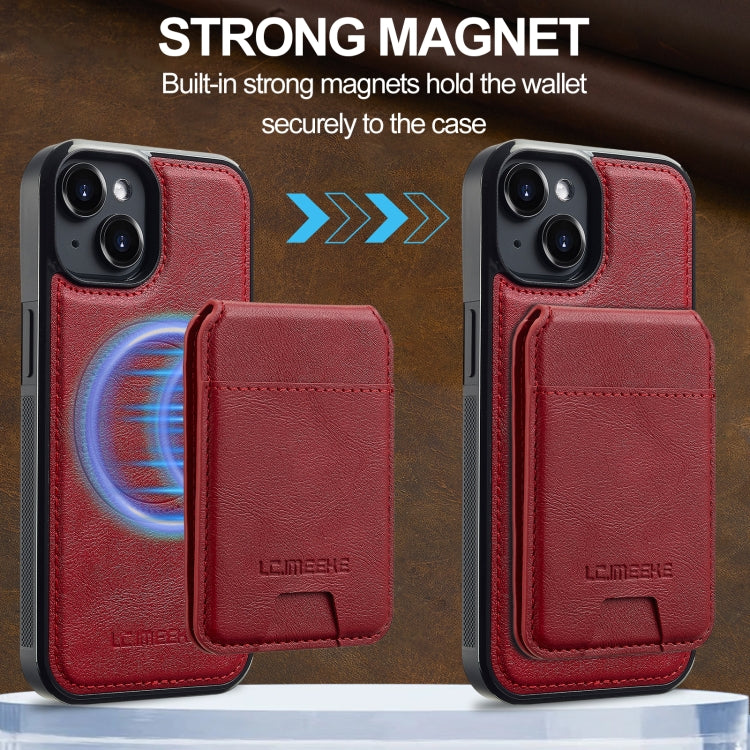 For iPhone 14 / 13 LC.IMEEKE L3 Series Detachable RFID Card Bag Magsafe Phone Case(Red) - iPhone 14 Cases by LC.IMEEKE | Online Shopping UK | buy2fix