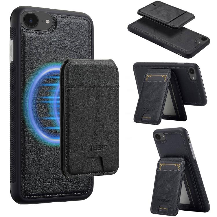 For iPhone 16e LC.IMEEKE L3 Series Detachable RFID Card Bag Magsafe Phone Case(Black) - iPhone 16e Cases by LC.IMEEKE | Online Shopping UK | buy2fix