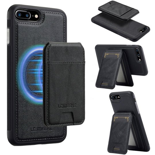 For iPhone SE 2022 / 2020 LC.IMEEKE L3 Series Detachable RFID Card Bag Magsafe Phone Case(Black)