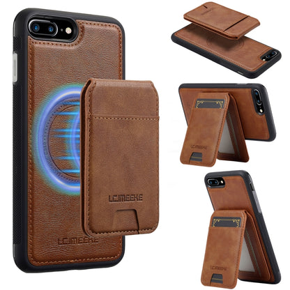 For iPhone SE 2022 / 2020 LC.IMEEKE L3 Series Detachable RFID Card Bag Magsafe Phone Case(Brown) - iPhone SE 2022 / 2020 / 8 / 7 Cases by LC.IMEEKE | Online Shopping UK | buy2fix