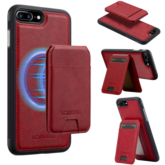 For iPhone SE 2022 / 2020 LC.IMEEKE L3 Series Detachable RFID Card Bag Magsafe Phone Case(Red)