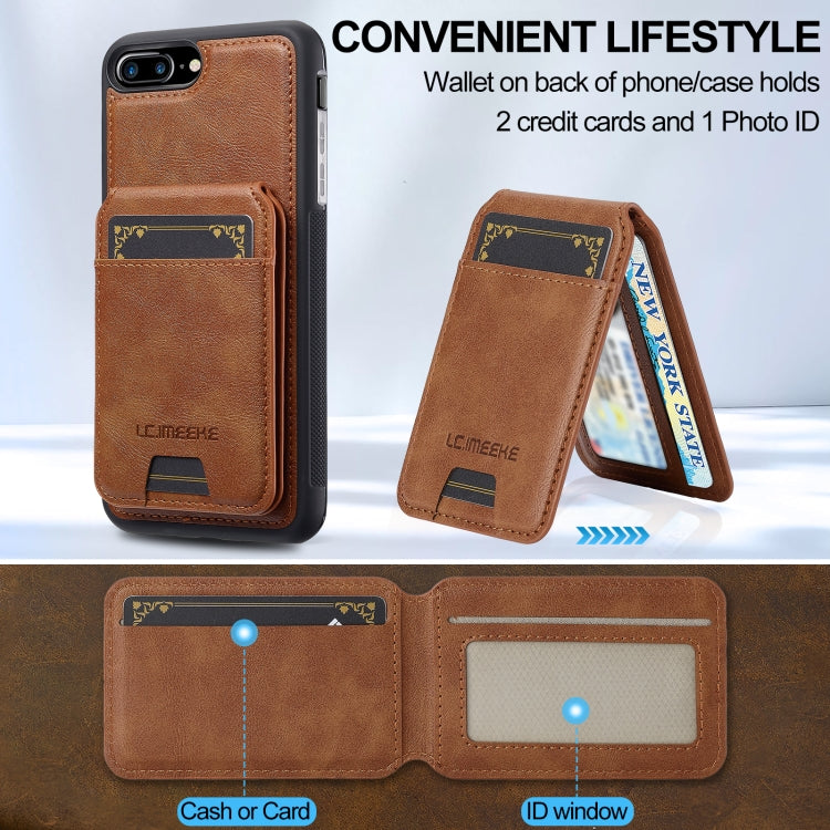 For iPhone 8 Plus / 7 Plus LC.IMEEKE L3 Series Detachable RFID Card Bag Magsafe Phone Case(Brown) - More iPhone Cases by LC.IMEEKE | Online Shopping UK | buy2fix