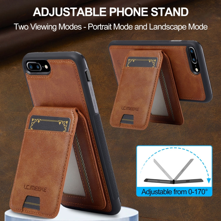 For iPhone 8 Plus / 7 Plus LC.IMEEKE L3 Series Detachable RFID Card Bag Magsafe Phone Case(Brown) - More iPhone Cases by LC.IMEEKE | Online Shopping UK | buy2fix