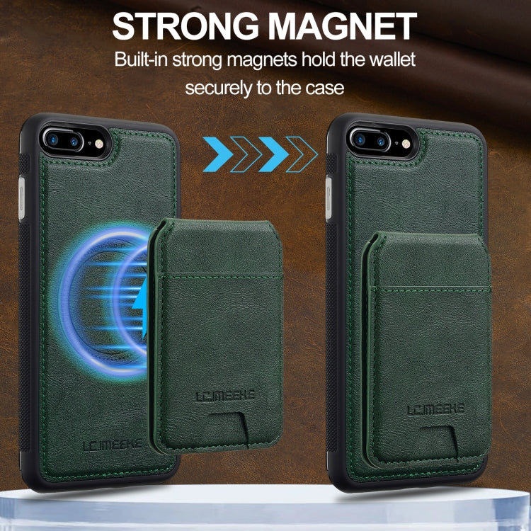 For iPhone 8 Plus / 7 Plus LC.IMEEKE L3 Series Detachable RFID Card Bag Magsafe Phone Case(Green) - More iPhone Cases by LC.IMEEKE | Online Shopping UK | buy2fix