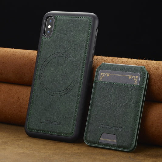 For iPhone XS / X LC.IMEEKE L3 Series Detachable RFID Card Bag Magsafe Phone Case(Green) - More iPhone Cases by LC.IMEEKE | Online Shopping UK | buy2fix
